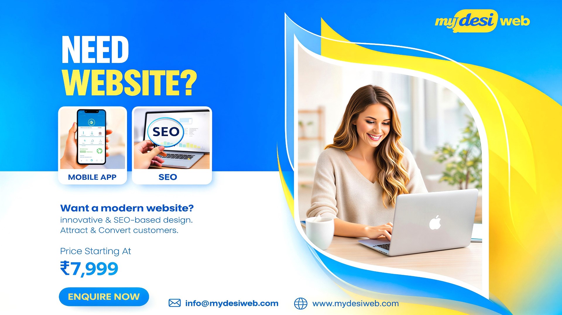 Best Website Development Company in Kerala & Andhra Pradesh - Mobile Apps, SEO & Modern Websites Starting at ₹7,999 | MyDesiWeb